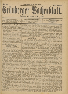 Gr&uuml;nberger Wochenblatt: Zeitung f&uuml;r Stadt und Land, No. 64. (28. Mai 1898)