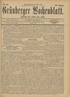 Grünberger Wochenblatt: Zeitung für Stadt und Land, No. 64. (28. Mai 1898)