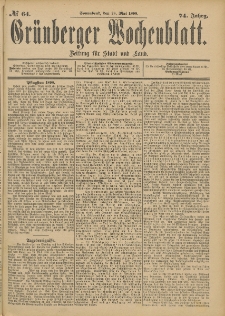 Gr&uuml;nberger Wochenblatt: Zeitung f&uuml;r Stadt und Land, No. 65. (1. Juni 1898)