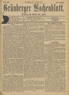 Gr&uuml;nberger Wochenblatt: Zeitung f&uuml;r Stadt und Land, No. 67. (4. Juni 1898)