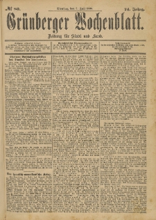 Grünberger Wochenblatt: Zeitung für Stadt und Land, No. 67. (4. Juni 1898)