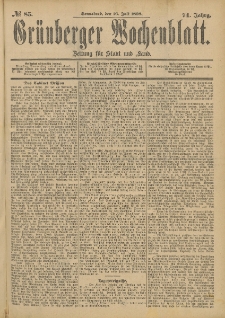 Gr&uuml;nberger Wochenblatt: Zeitung f&uuml;r Stadt und Land, No. 86. (19. Juli 1898)