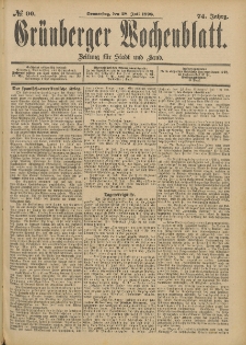 Grünberger Wochenblatt: Zeitung für Stadt und Land, No. 91. (30. Juli 1898)