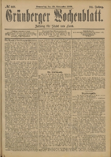 Grünberger Wochenblatt: Zeitung für Stadt und Land, No. 118. (1. October 1898)