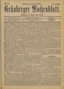Gr&uuml;nberger Wochenblatt: Zeitung f&uuml;r Stadt und Land, No. 122. (11. October 1898)