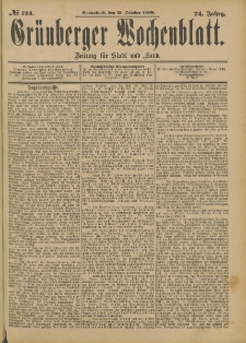 Gr&uuml;nberger Wochenblatt: Zeitung f&uuml;r Stadt und Land, No. 125. (18. October 1898)
