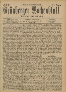 Gr&uuml;nberger Wochenblatt: Zeitung f&uuml;r Stadt und Land, No. 126. (20. October 1898)