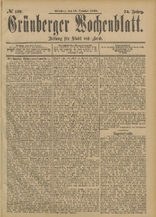 Grünberger Wochenblatt: Zeitung für Stadt und Land, No. 126. (20. October 1898)