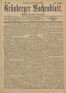 Gr&uuml;nberger Wochenblatt: Zeitung f&uuml;r Stadt und Land, No. 127. (22. October 1898)