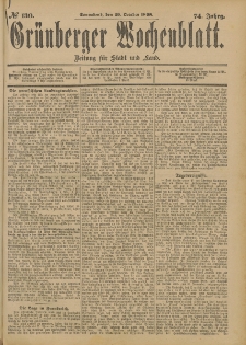 Gr&uuml;nberger Wochenblatt: Zeitung f&uuml;r Stadt und Land, No. 131. (1. November 1898)
