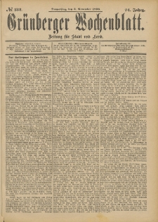 Gr&uuml;nberger Wochenblatt: Zeitung f&uuml;r Stadt und Land, No. 133. (5. November 1898)