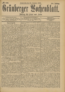 Gr&uuml;nberger Wochenblatt: Zeitung f&uuml;r Stadt und Land, No. 140. (22. November 1898)
