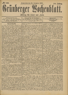 Grünberger Wochenblatt: Zeitung für Stadt und Land, No. 140. (22. November 1898)