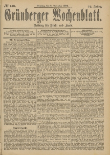Gr&uuml;nberger Wochenblatt: Zeitung f&uuml;r Stadt und Land, No. 147. (8. December 1898)