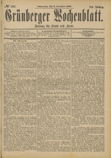 Grünberger Wochenblatt: Zeitung für Stadt und Land, No. 148. (10. December 1898)