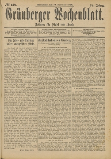 Grünberger Wochenblatt: Zeitung für Stadt und Land, No. 149. (13. December 1898)
