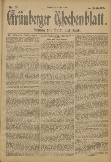 Gr&uuml;nberger Wochenblatt: Zeitung f&uuml;r Stadt und Land, No. 55. (7. Mai 1901)