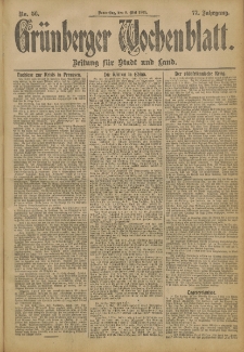 Gr&uuml;nberger Wochenblatt: Zeitung f&uuml;r Stadt und Land, No. 56. (9. Mai 1901)