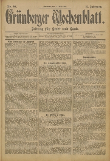 Grünberger Wochenblatt: Zeitung für Stadt und Land, No. 60. (18. Mai 1901)