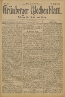 Gr&uuml;nberger Wochenblatt: Zeitung f&uuml;r Stadt und Land, No. 61. (21. Mai 1901)