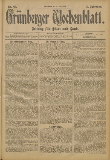 Gr&uuml;nberger Wochenblatt: Zeitung f&uuml;r Stadt und Land, No. 69. (8. Juni 1901)