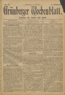 Gr&uuml;nberger Wochenblatt: Zeitung f&uuml;r Stadt und Land, No. 71. (13. Juni 1901)