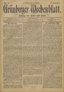 Gr&uuml;nberger Wochenblatt: Zeitung f&uuml;r Stadt und Land, No. 75. (22. Juni 1901)