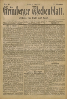 Gr&uuml;nberger Wochenblatt: Zeitung f&uuml;r Stadt und Land, No. 82. (9. Juli 1901)