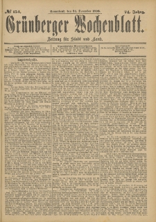 Gr&uuml;nberger Wochenblatt: Zeitung f&uuml;r Stadt und Land, No. 155. (25. December 1898)