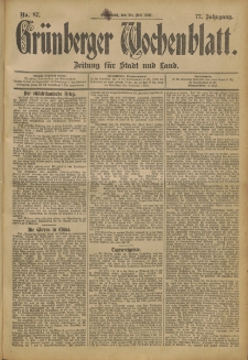 Grünberger Wochenblatt: Zeitung für Stadt und Land, No. 87. (20. Juli 1901)