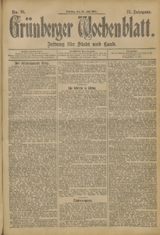 Grünberger Wochenblatt: Zeitung für Stadt und Land, No. 88. (20. Juli 1901)
