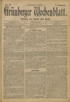 Gr&uuml;nberger Wochenblatt: Zeitung f&uuml;r Stadt und Land, No. 89. (25. Juli 1901)