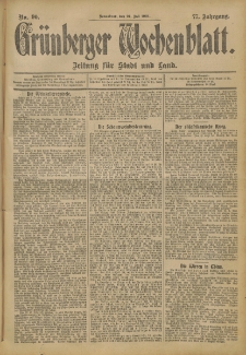 Grünberger Wochenblatt: Zeitung für Stadt und Land, No. 90. (27. Juli 1901)