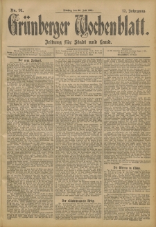 Gr&uuml;nberger Wochenblatt: Zeitung f&uuml;r Stadt und Land, No. 91. (30. Juli 1901)