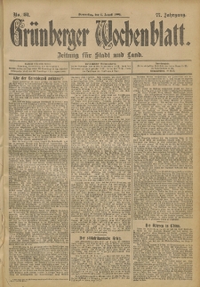 Grünberger Wochenblatt: Zeitung für Stadt und Land, No. 92. (1. August 1901)