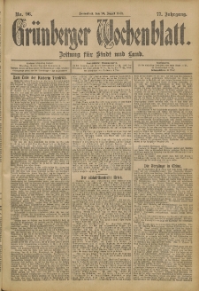 Gr&uuml;nberger Wochenblatt: Zeitung f&uuml;r Stadt und Land, No. 96. (10. August 1901)