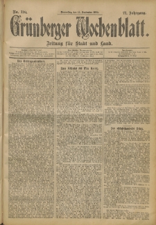 Grünberger Wochenblatt: Zeitung für Stadt und Land, No. 110. (12. September 1901)
