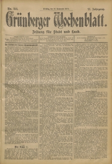 Grünberger Wochenblatt: Zeitung für Stadt und Land, No. 112. (17. September 1901)