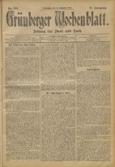 Gr&uuml;nberger Wochenblatt: Zeitung f&uuml;r Stadt und Land, No. 113. (19. September 1901)