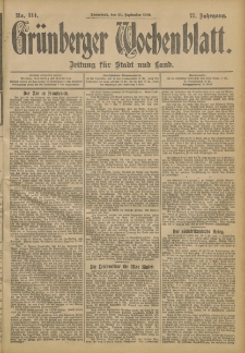 Grünberger Wochenblatt: Zeitung für Stadt und Land, No. 114. (21. September 1901)