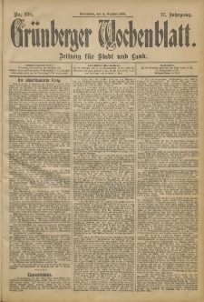 Grünberger Wochenblatt: Zeitung für Stadt und Land, No. 120. (5. October 1901)