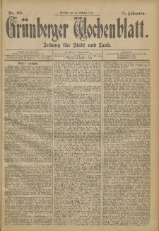 Gr&uuml;nberger Wochenblatt: Zeitung f&uuml;r Stadt und Land, No. 124. (15. October 1901)