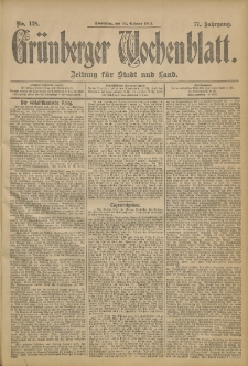 Grünberger Wochenblatt: Zeitung für Stadt und Land, No. 128. (24. October 1901)