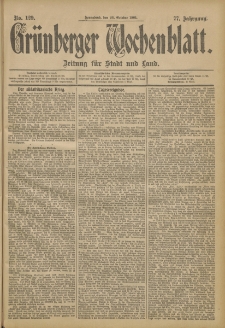 Grünberger Wochenblatt: Zeitung für Stadt und Land, No. 129. (26. October 1901)