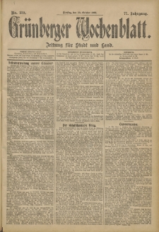 Gr&uuml;nberger Wochenblatt: Zeitung f&uuml;r Stadt und Land, No. 129. (26. October 1901)