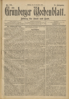Gr&uuml;nberger Wochenblatt: Zeitung f&uuml;r Stadt und Land, No. 136. (12. November 1901)