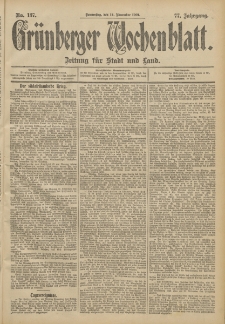 Grünberger Wochenblatt: Zeitung für Stadt und Land, No. 137. (14. November 1901)