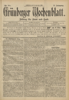Gr&uuml;nberger Wochenblatt: Zeitung f&uuml;r Stadt und Land, No. 141. (23. November 1901)