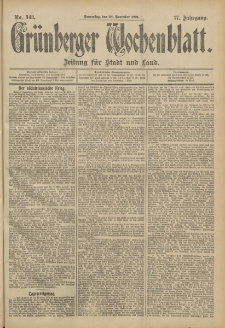 Grünberger Wochenblatt: Zeitung für Stadt und Land, No. 143. (28. November 1901)