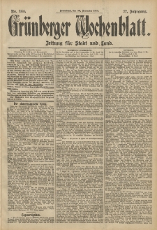 Grünberger Wochenblatt: Zeitung für Stadt und Land, No. 144. (30. November 1901)
